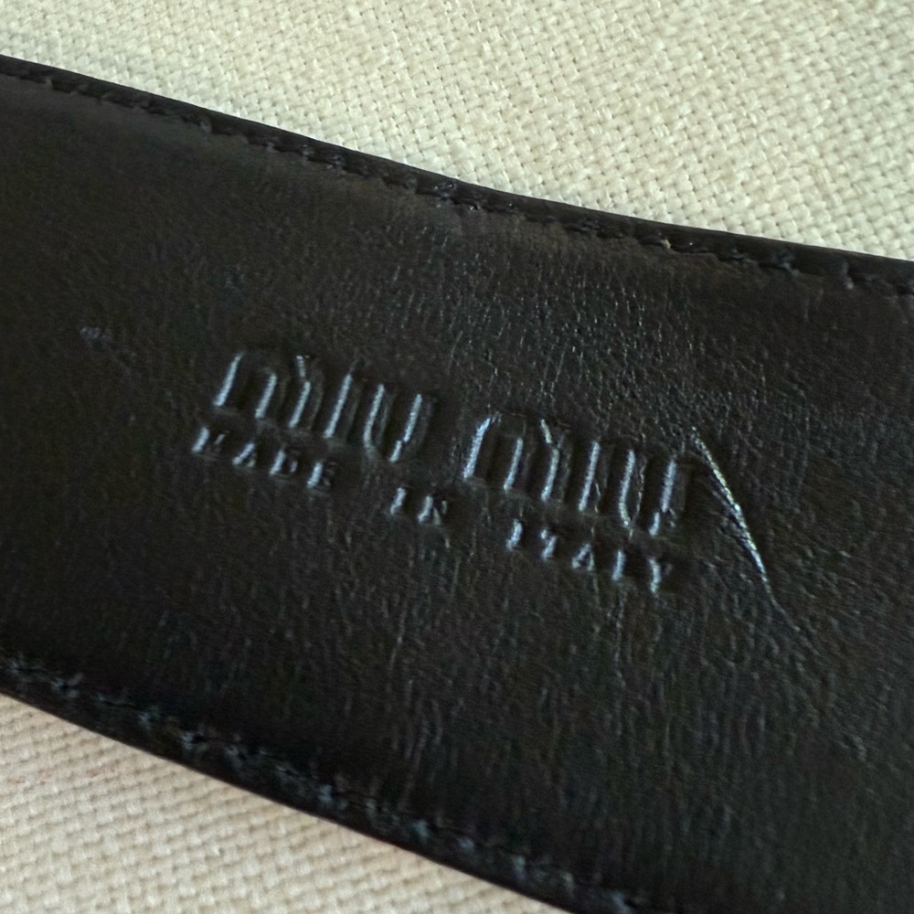 MIU MIU PRADA Leather Gold Hardware 5 Hole Wide Belt 85/34 - Picture 5 of 16